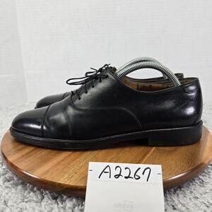 Salvatore Ferragamo Black Leather Office Daily Cap Toe Oxford Dress Shoe Men 9 D